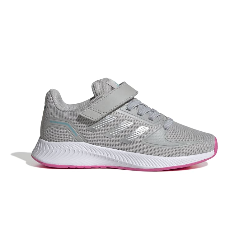 נעלי ספורט אדידס לילדים Adidas Runfalcon 3.0 נעלי ספורט אדידס לילדים צבע אפור בהיר סוליה ורודה עם סקוטש Adidas Runfalcon 3.0